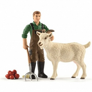 Набор фигурок - Фермер с козлом (Schleich, 42375k)